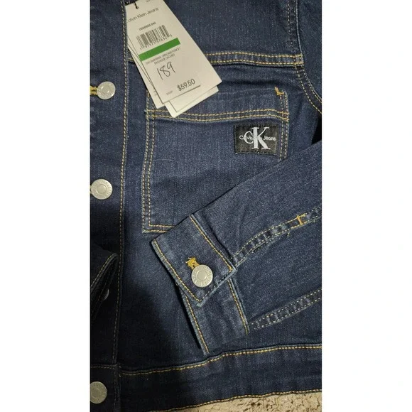 Calvin Klein Jeans Kids‎ Denim Jacket Blue Classic Trucker Style Size L 12 14 - Picture 2 of 3